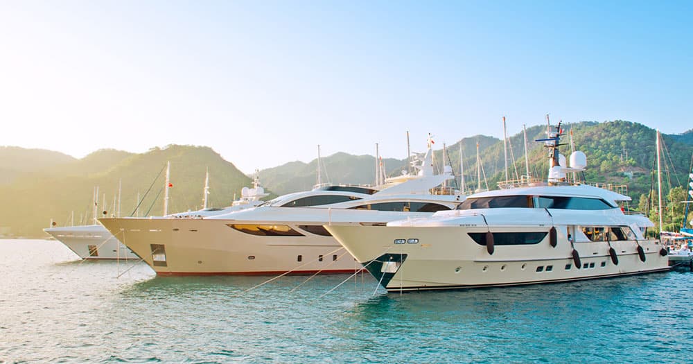 A luxury motor yacht underway