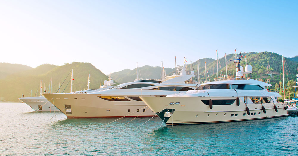 A luxury motor yacht underway